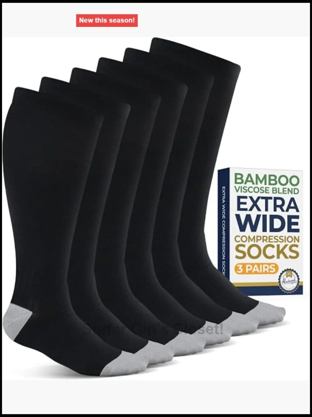 Plus Size Compression Socks Wide Calf - Bamboo Viscose - Graduated Compression